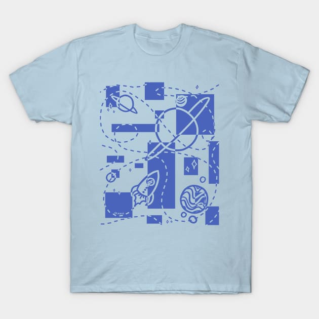 Geometric Galaxy (Faded Blue Version) T-Shirt by Jan Grackle